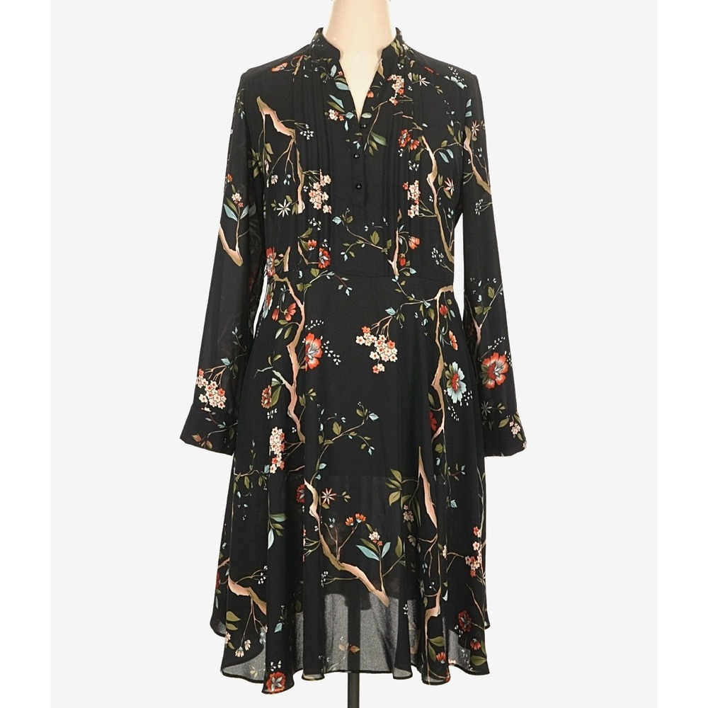 Whimsigoth Nanette Lepore Women 14 Floral Midi Dress Asymmetrical Dark Fairycore
